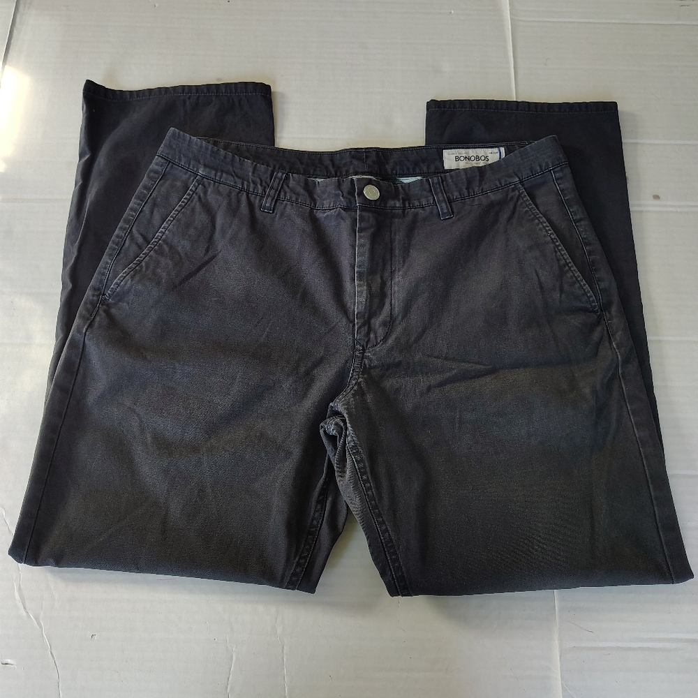 Bonobos Pants Mens 36 x 30 Straight Leg Blue Washed Chinos Actual 35x29